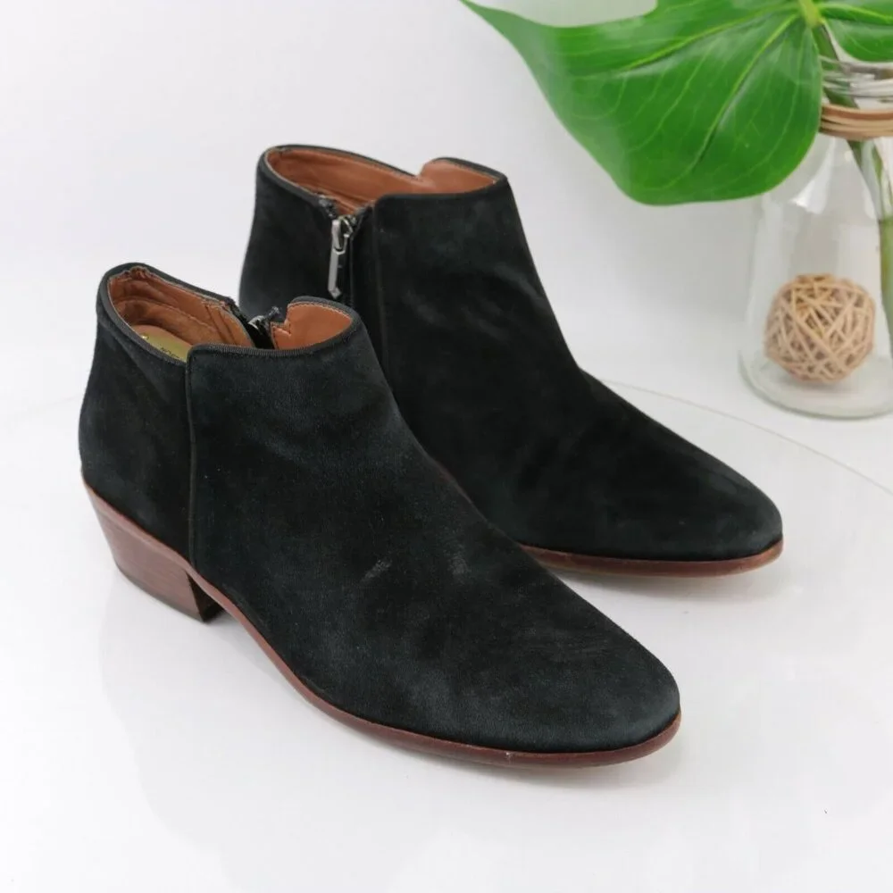 Sam Edelman Womens Petty Boot Size 9.5 Black Suede‎ Bootie Block Heel Boho Comfy